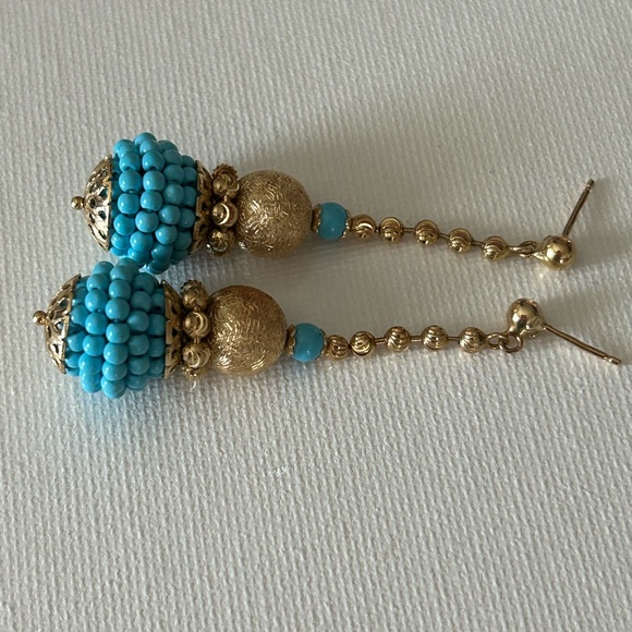 14K Turquoise Beaded Earrings - Picture 5 of 9